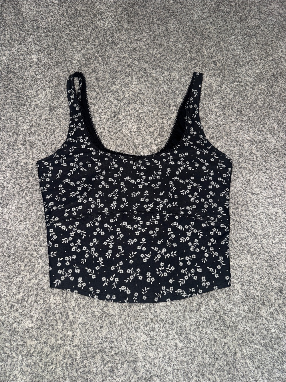 Old Navy Black Floral Scoop Neck Camisole